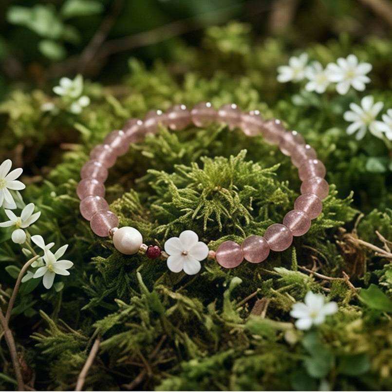 Pink Crystal Flower Bracelet – Elegant Feminine Jewelry