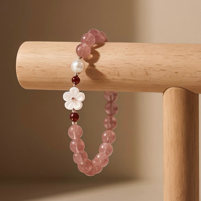Pink Crystal Flower Bracelet – Elegant Feminine Jewelry