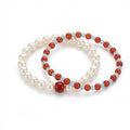 Love & Confidence Manifestation Bracelet Set – Natural Pearl & Red Crystal Duo