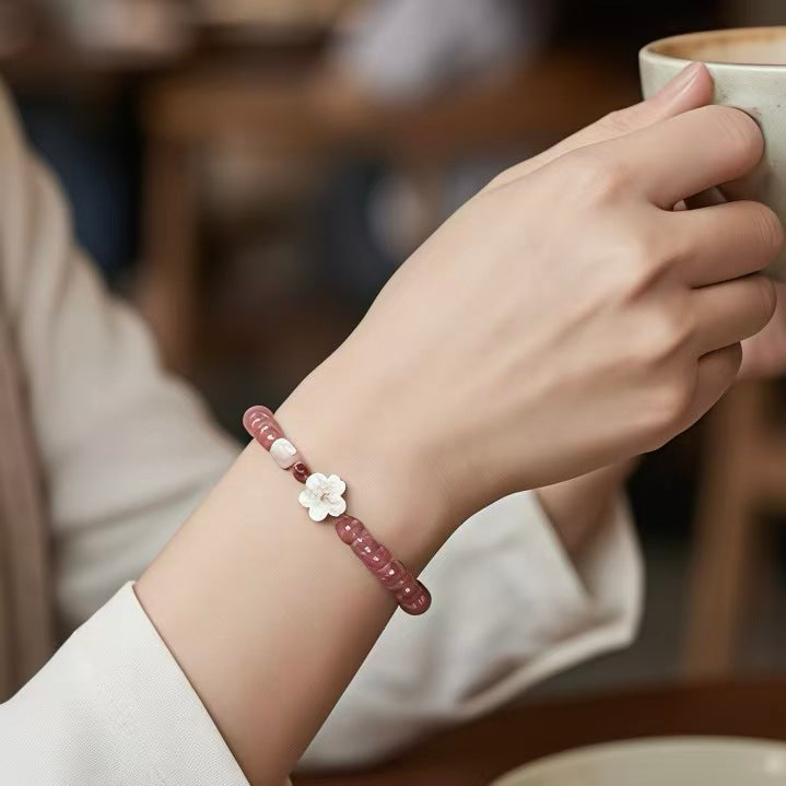 Pink Crystal Flower Bracelet – Elegant Feminine Jewelry
