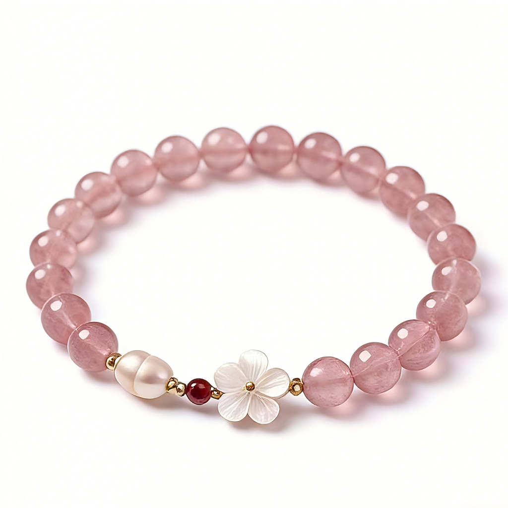 Pink Crystal Flower Bracelet – Elegant Feminine Jewelry