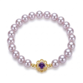 Feminine Energy Pearl Bracelet with Purple Crystal Charm – Love & Intuition Manifestation