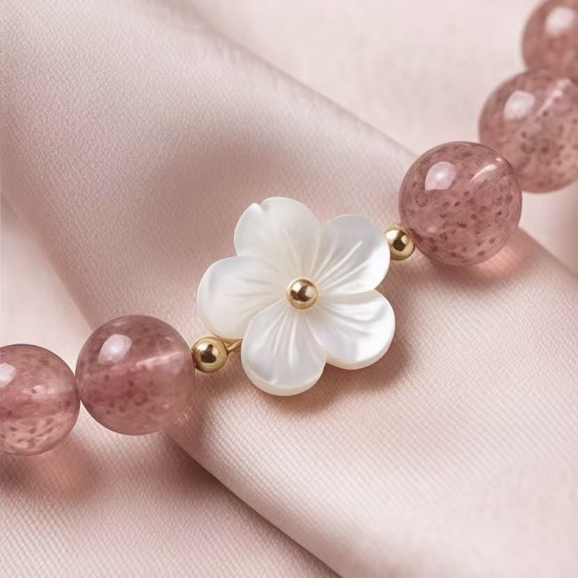 Pink Crystal Flower Bracelet – Elegant Feminine Jewelry